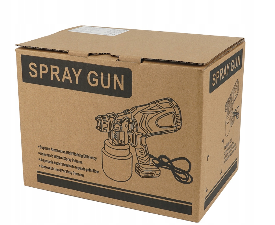 Profesjonalny pistolet malarski elektryczny 18V 1L – zestaw XXL, 3 dysze, 2 akumulatory