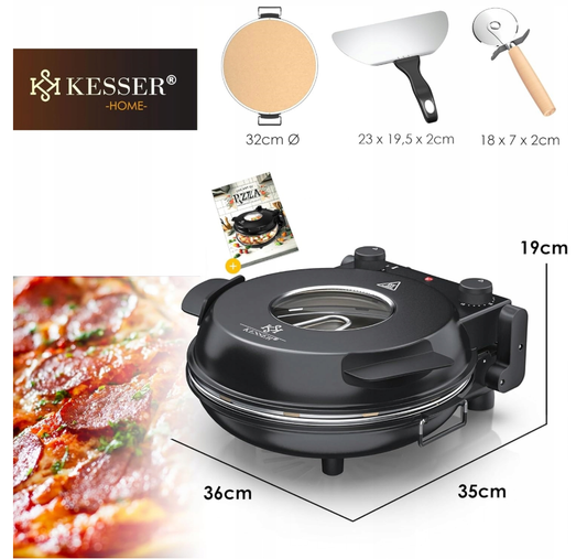 PIEC DO PIZZY ELEKTRYCZNY MASZYNA DO PIZZY 1200 W OGNIOODPORNA PŁYTA KESSER