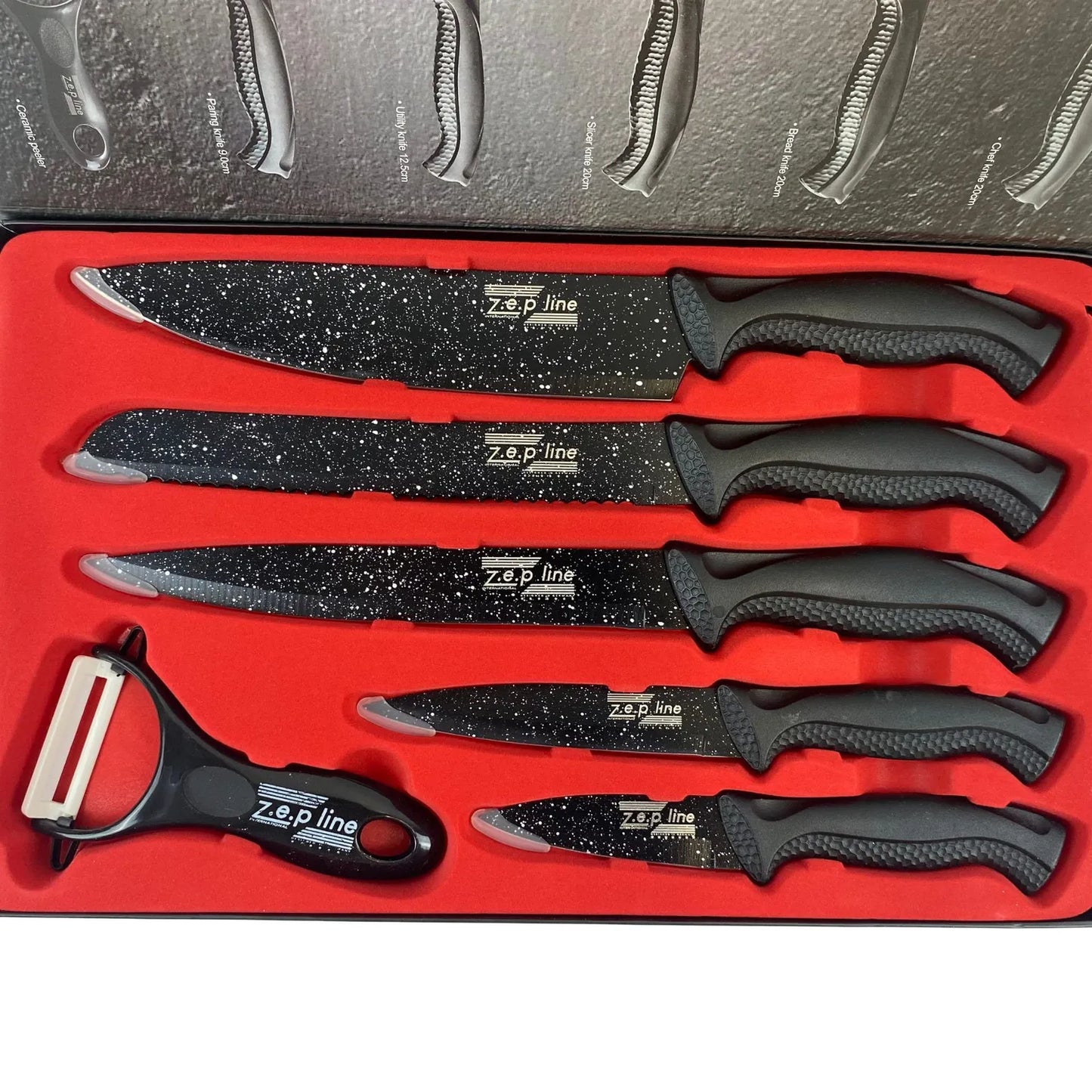 ZESTAW NOŻY KUCHENNYCH Z.E.P LINE NOŻE KUCHENNE MARMUR