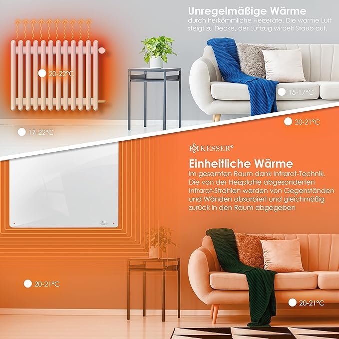 KESSER® promiennik podczerwieni 550 W, ogrzewanie na podczerwień, panel grzewczy