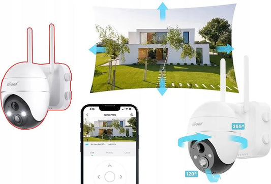 5MPx OBROTOWA KAMERA ZEWNĘTRZNA IP WIFI 4X ZOOM DETEKCJA AUDIO ALARM 64GB