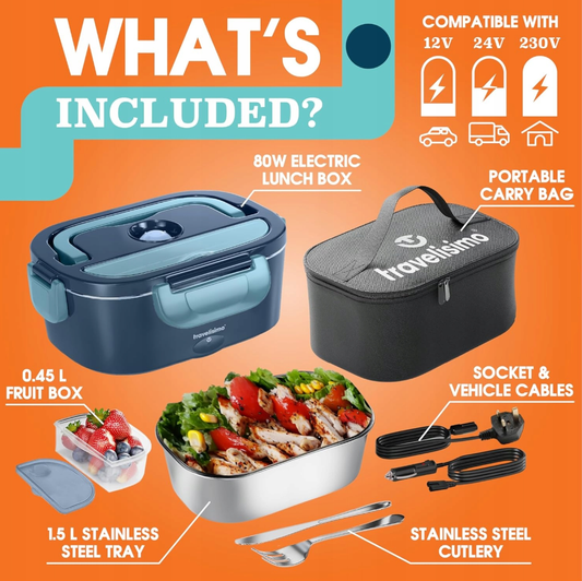 TRAVELISIMO Elektryczne Pudełko na Lunch 1,5L 80W 220V/12V/24V