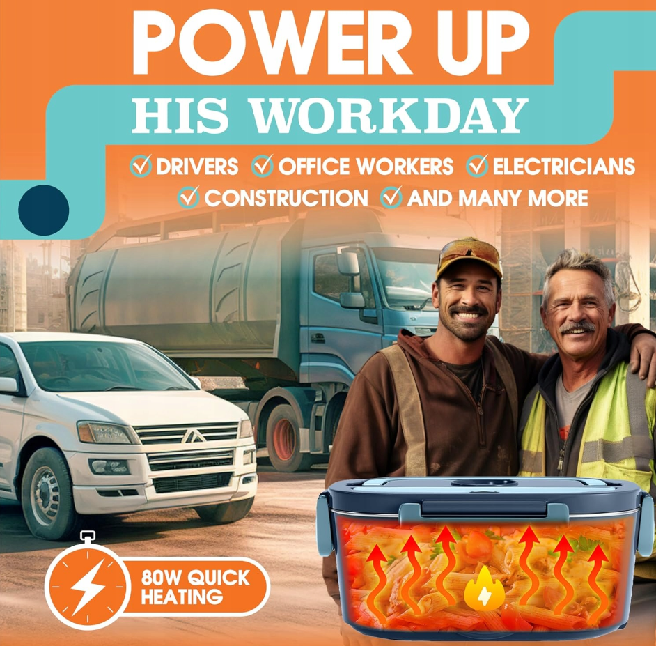 TRAVELISIMO Elektryczne Pudełko na Lunch 1,5L 80W 220V/12V/24V