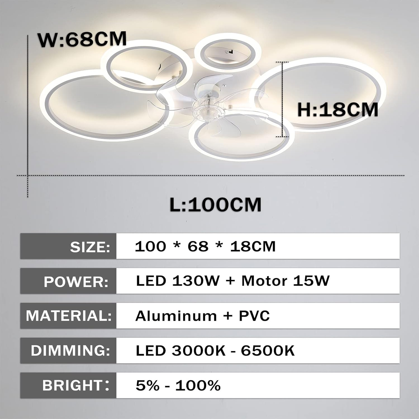 Nowoczesny wentylator sufitowy LED z pilotem