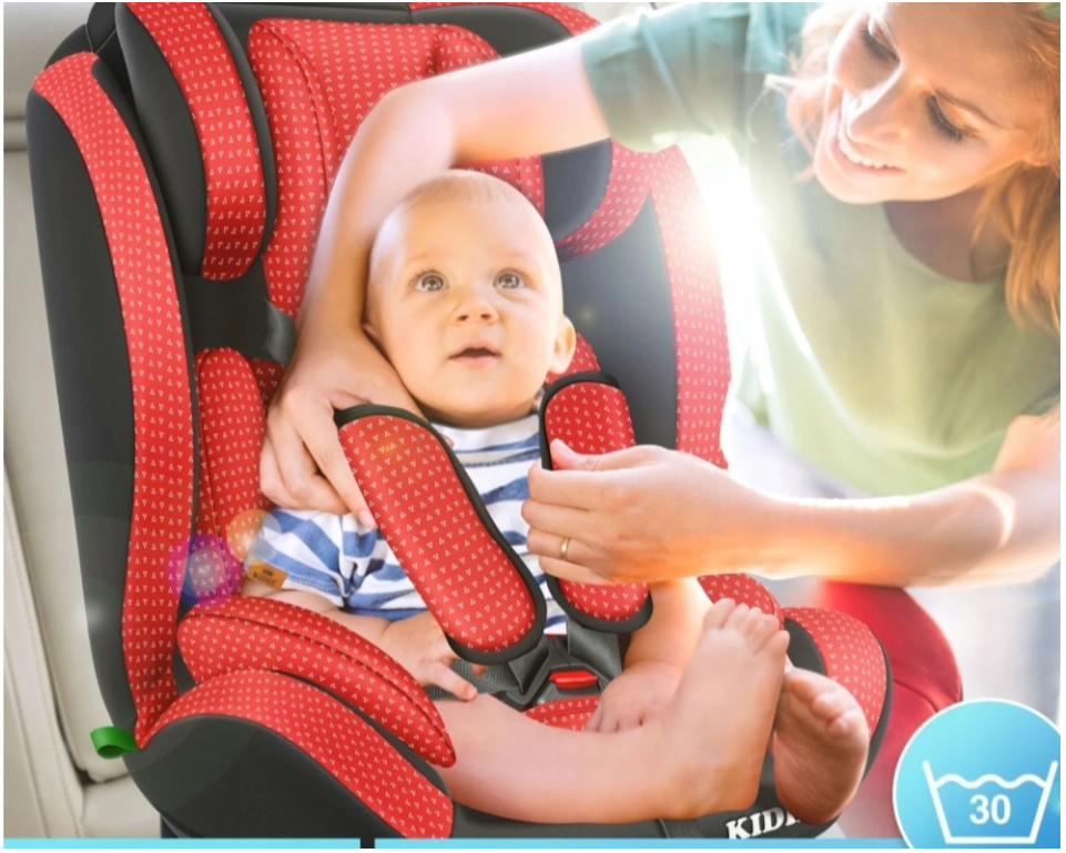 Fotelik samochodowy dziecięcy, czarno -czerwony 9-36 kg (Grupa 1+2+3) KIDIZ