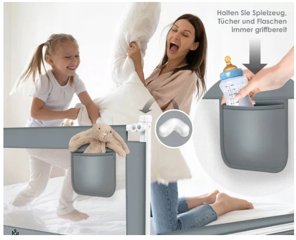 BARIERKA OCHRONNA DO ŁÓŻKA OSŁONA ZABEZPIECZAJĄCA 200cm x 44 cm x 72-96cm