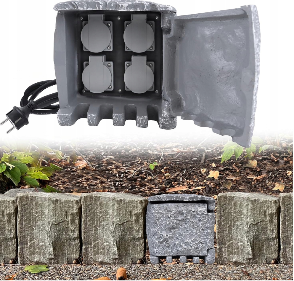 Gniazdo Elektryczne Kamień 4 punktowe KESSER szary