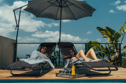 LEŻAK OGRODOWY PLAŻOWY GRAWITACYJNY Z PODUSZKĄ, UCHWYT NA NAPÓJ/TELEFON