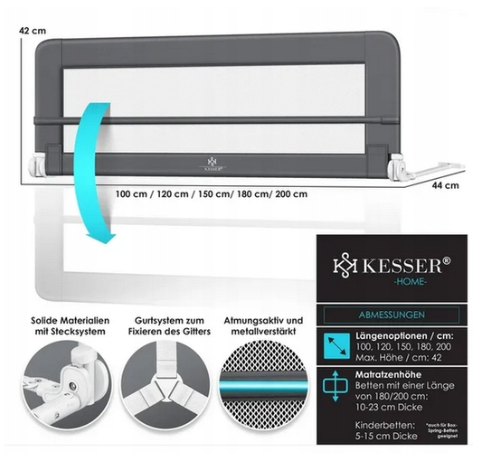 BARIERKA OCHRONNA DO ŁÓŻKA OSŁONA ZABEZPIECZAJĄCA 180cm x 44 cm x 50 cm