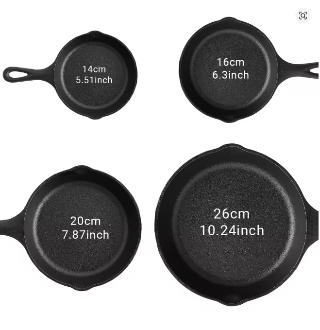 Zestaw naczyń żeliwnych 4-częściowy – patelnie szefa kuchni