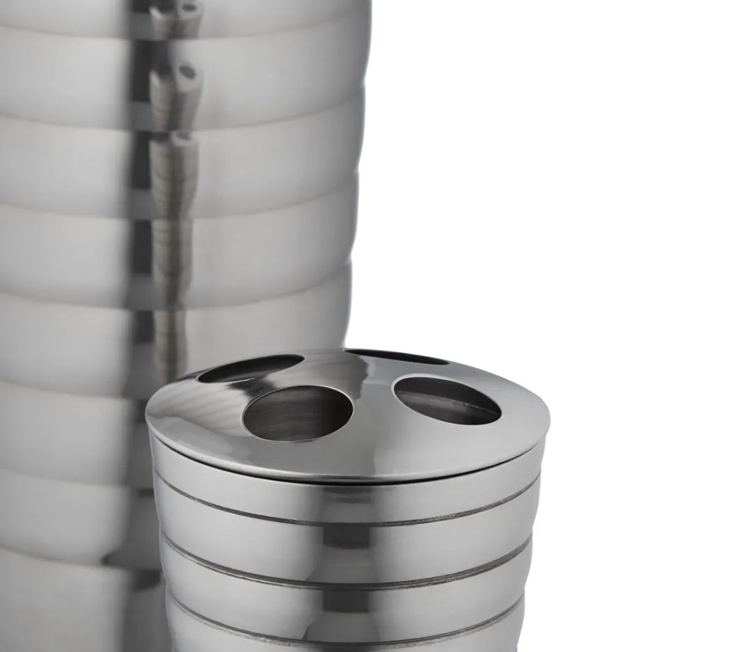 ZESTAW ŁAZIENKOWY 5-ELEMENTOWY SREBRNY BŁYSK STAL NIERDZEWNA