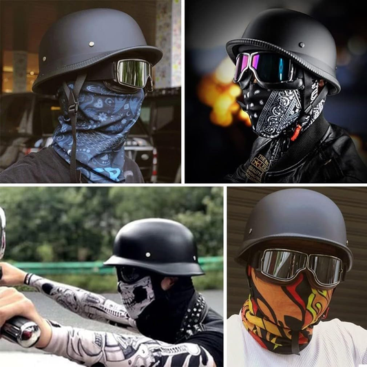 Retro kask motocyklowy otwarty z okularami – XXL (61–62 cm)