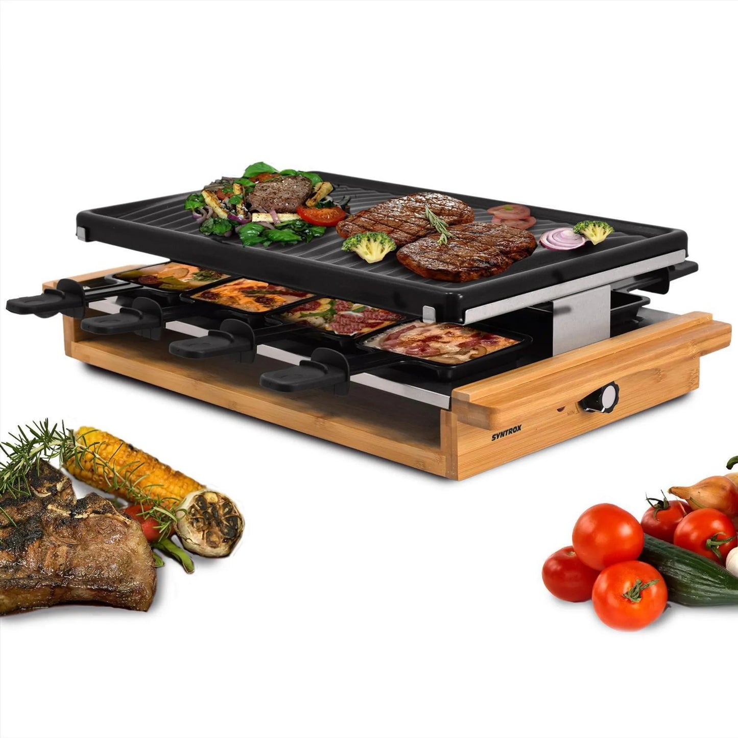 Raclette grill elektryczny KESSER PŁYTA bambusowy 1200 W