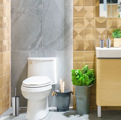 ZESTAW ŁAZIENKOWY 5-ELEMENTOWY SREBRNY BŁYSK STAL NIERDZEWNA