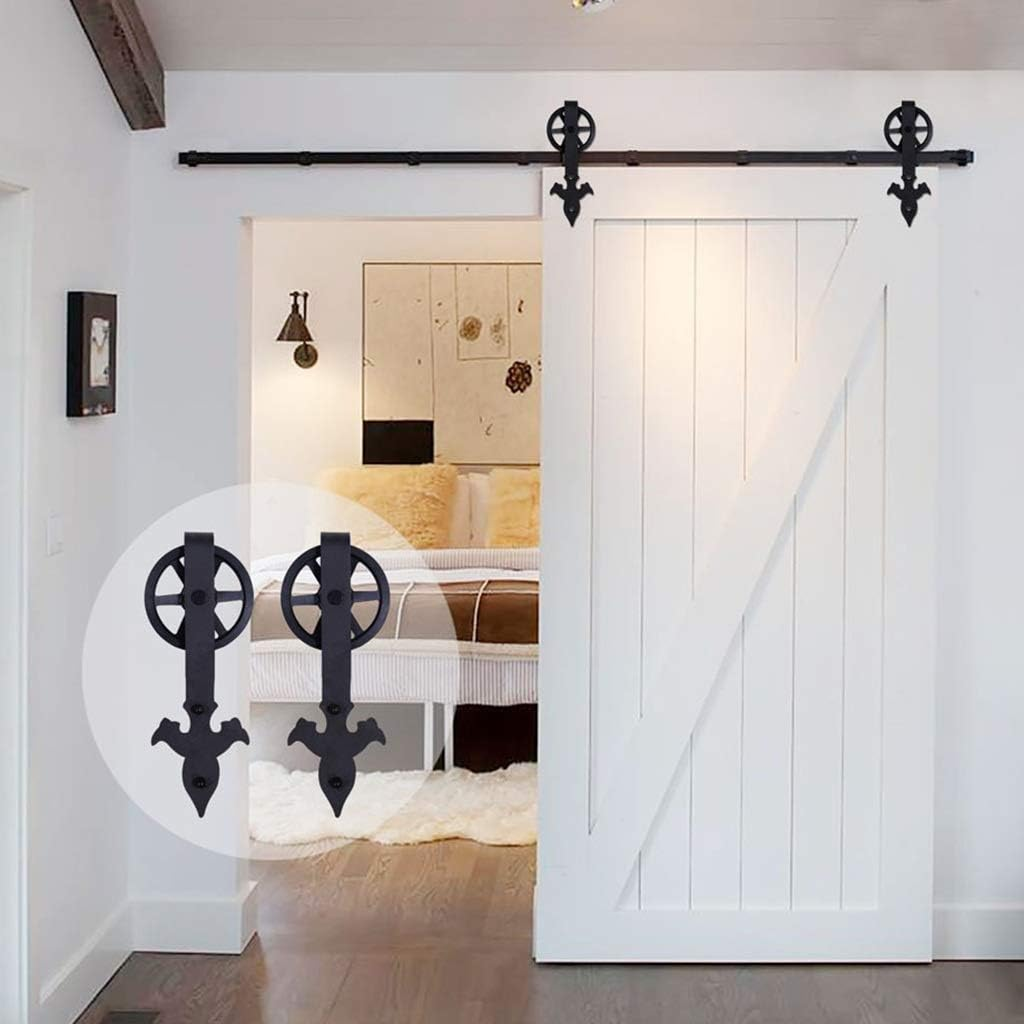 Okucia do drzwi przesuwnych typu barn door, zestaw 200cm, czarne