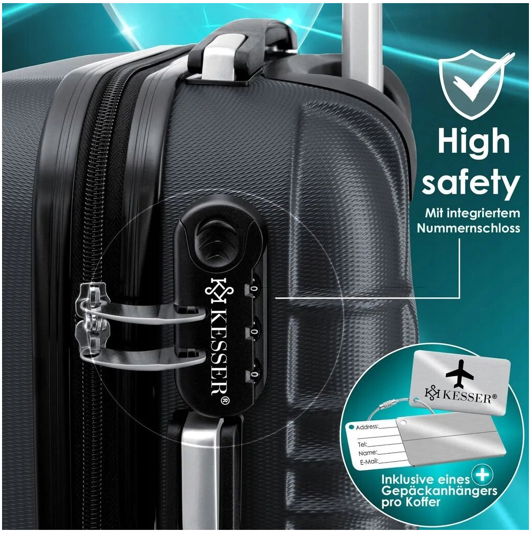 Walizka podróżna 84L twarda na kółkach ABS – czarna