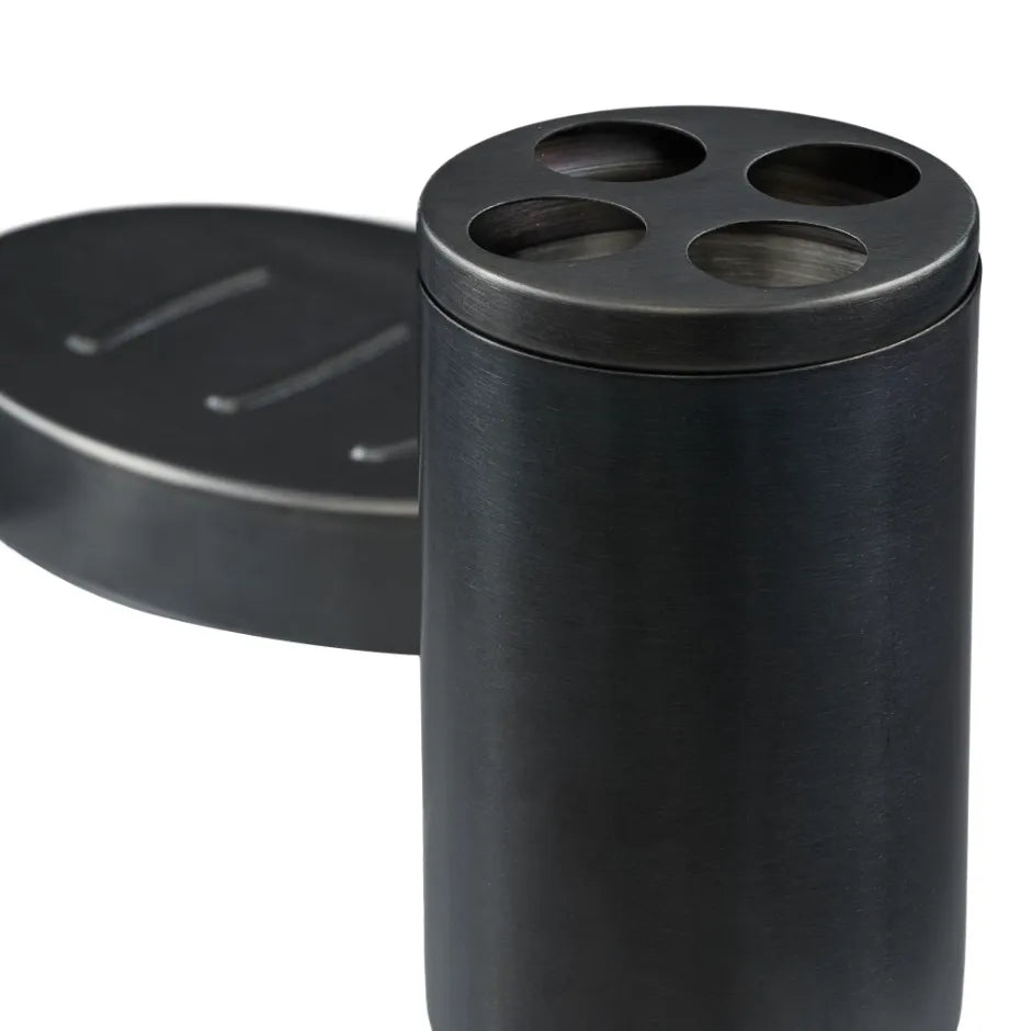 ZESTAW ŁAZIENKOWY 4 ELEMENTY ANTRACYT STAL SZLACHETNA