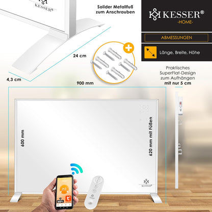 KESSER® Ogrzewanie na podczerwień, energooszczędne urządzenie, montaż na ścianie 540 W