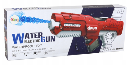 Duży Czerwony Pistolet na Wodę 750 ml z okularami – zasilanie akumulatorowe ELEKTRYYCZNY