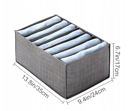 Organizer Na Ubrania Spodnie Koszulki Bieliznę Siedem Przegródek Szary