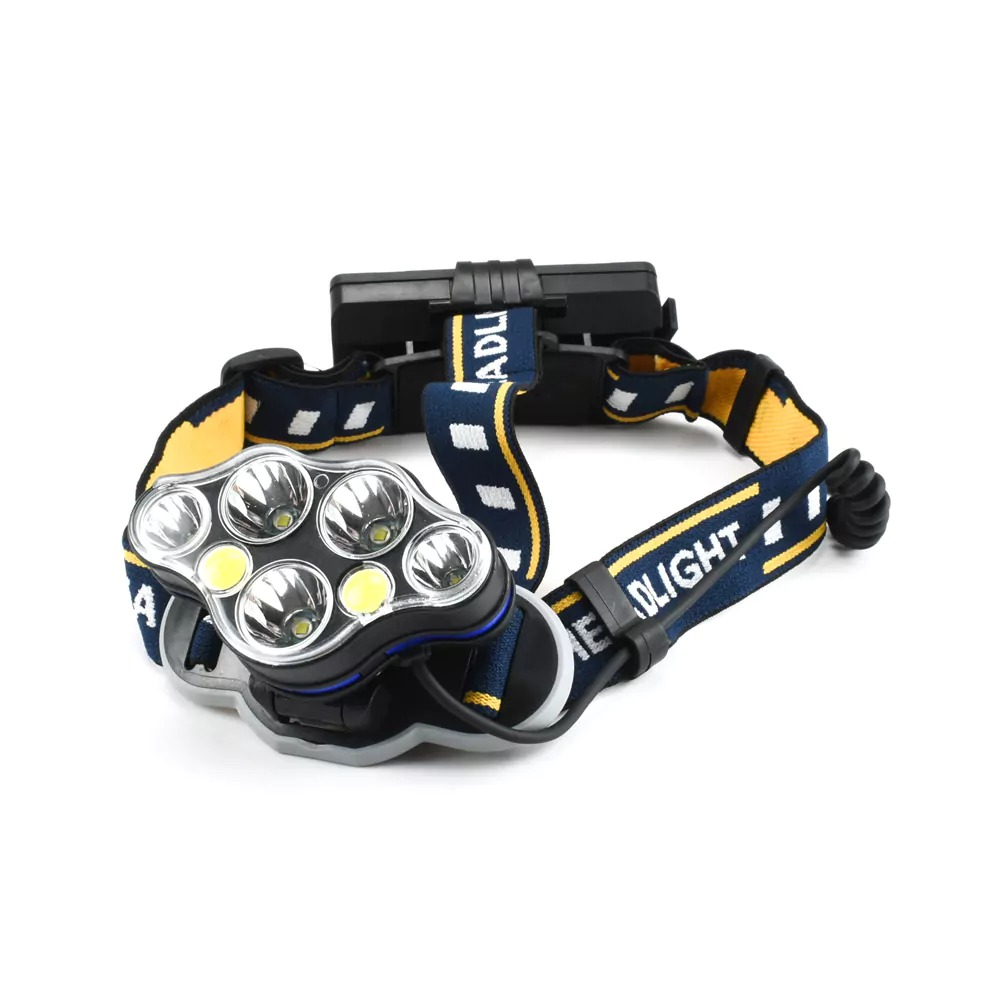 Akumulatorowa latarka czołowa 5+2 LED  (z akumulatorami w zestawie)