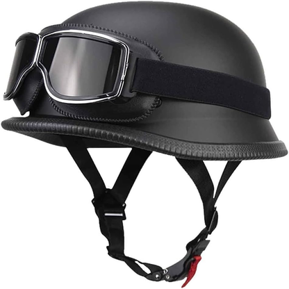 Retro kask motocyklowy otwarty z okularami – XXL (61–62 cm)