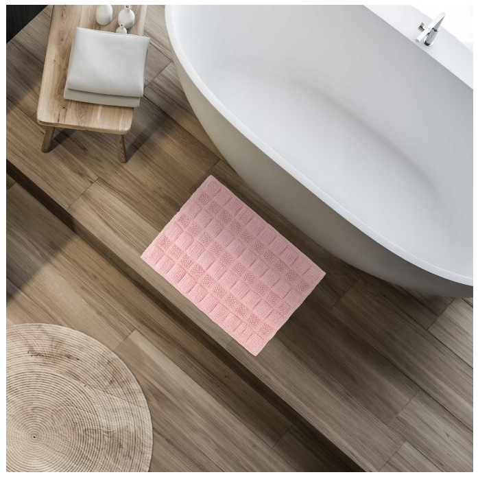 Antypoślizgowa mata puszysty dywanik łazienkowy pod prysznic różowy 60x40cm