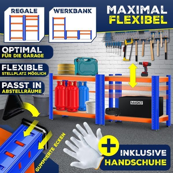 MASKO® 2-częściowy zestaw regałów magazynowych do dużych obciążeń, regał piwniczy, 160 x 90 x 40 cm do 700 kg