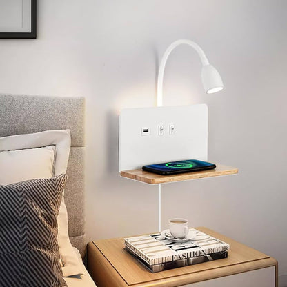 Lampa ścienna LED z bezprzewodową ładowarką 2 w 1, lampka nocna z przyłączem USB