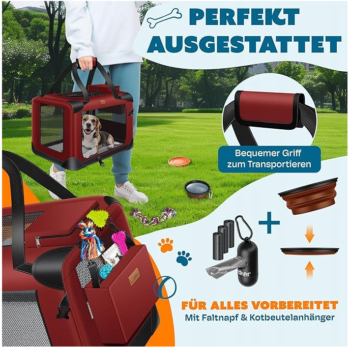 TRANSPORTER SKŁADANY DLA PSA Czerwony L