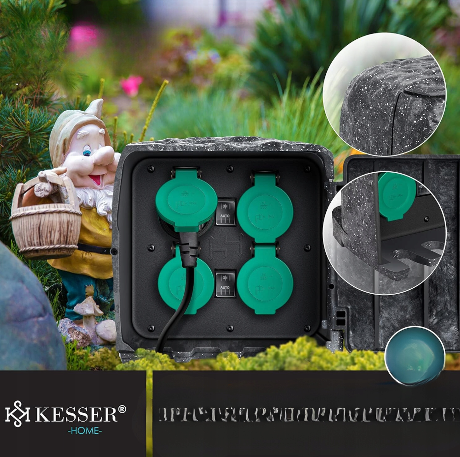 Gniazdo Elektryczne Kamień 4 punktowe KESSER szary