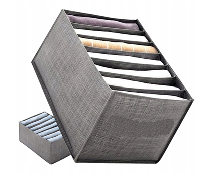 Organizer Na Ubrania Spodnie Koszulki Bieliznę Siedem Przegródek Szary