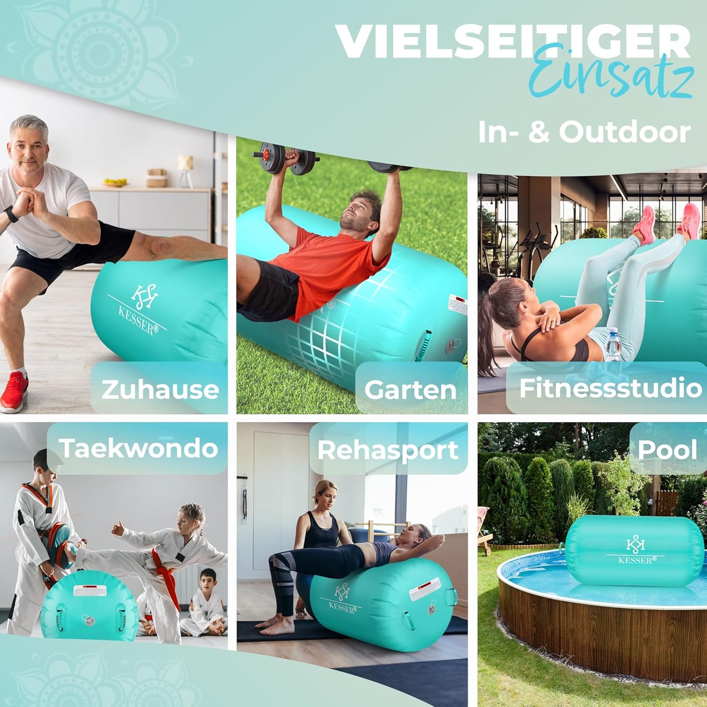 KESSER Nadmuchiwana rolka Air Roll Airtrack, 120 x 60 cm