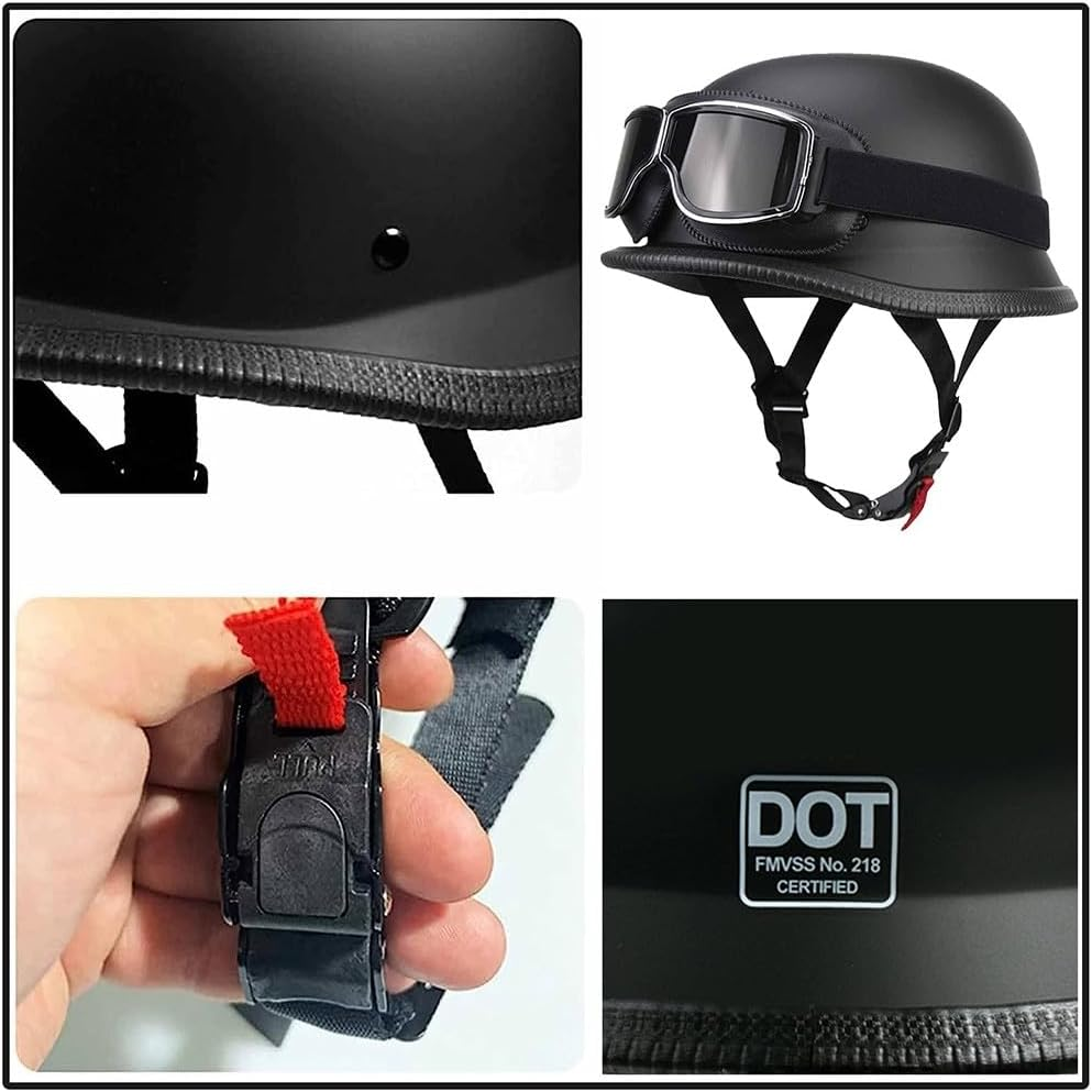 Retro kask motocyklowy otwarty z okularami – XXL (61–62 cm)