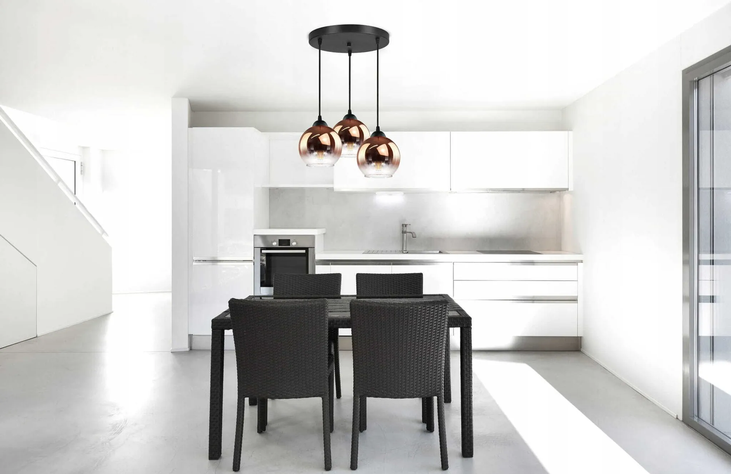 LUXOLAR - Lampa wisząca 3 płomienie szklany klosz MIEDZIANO-przezroczysty, lampa sufitowa E27 60W do salonu, kuchni