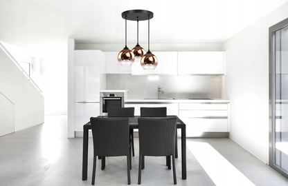 LUXOLAR - Lampa wisząca 3 płomienie szklany klosz MIEDZIANO-przezroczysty, lampa sufitowa E27 60W do salonu, kuchni