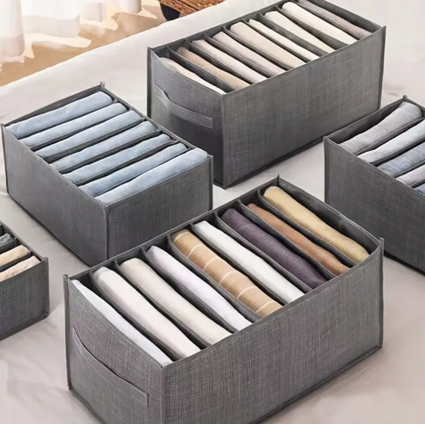 Organizer Na Ubrania Spodnie Koszulki Bieliznę Siedem Przegródek Szary