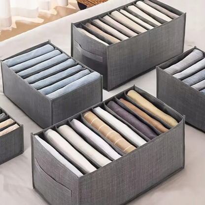 Organizer Na Ubrania Spodnie Koszulki Bieliznę Siedem Przegródek Szary