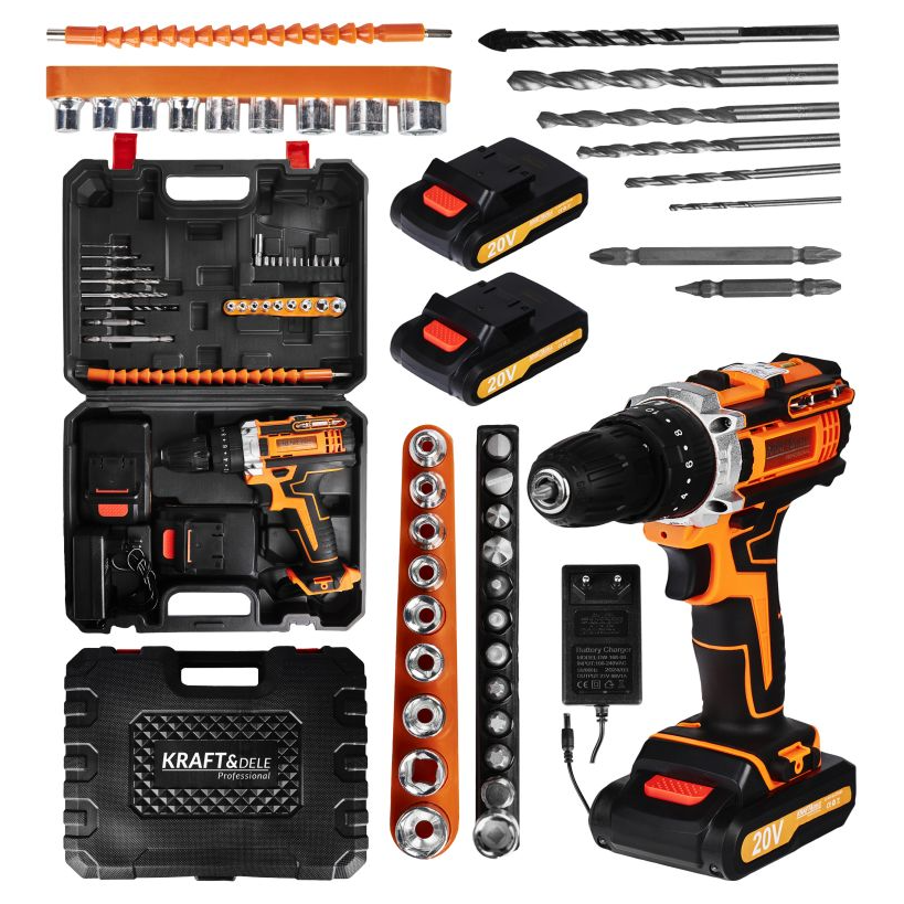 Wkrętarka akumulatorowa Kraft&Dele KD3086 – moc 20V, dwa akumulatory i kompletny zestaw w solidnej walizce