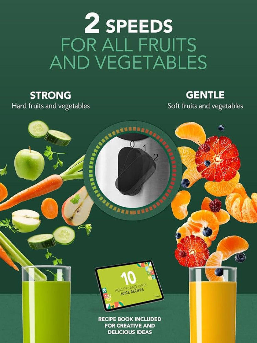Sokowirówka Twinzee do wyciskania soków owocowych i warzywnych - 850 W - Sokowirówka z szyjką 75 mm i 2 prędkościami