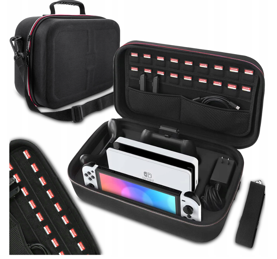 FUTERAŁ WALIZKA NA KONSOLĘ NINTENDO SWITCH OLED V1 V2 ORGANIZER ETUI 18SLOT