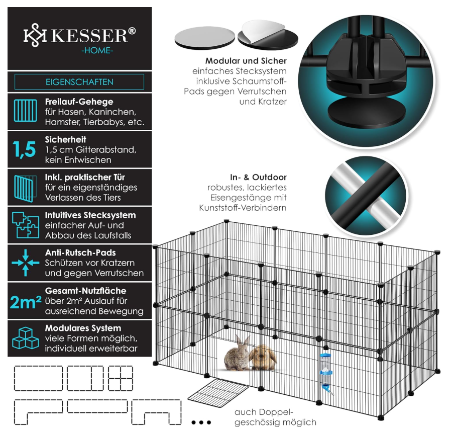 Wybieg dla zwierząt KESSER – czarny Klatka Dla Gryzoni, Królików