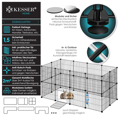 Wybieg dla zwierząt KESSER – czarny Klatka Dla Gryzoni, Królików