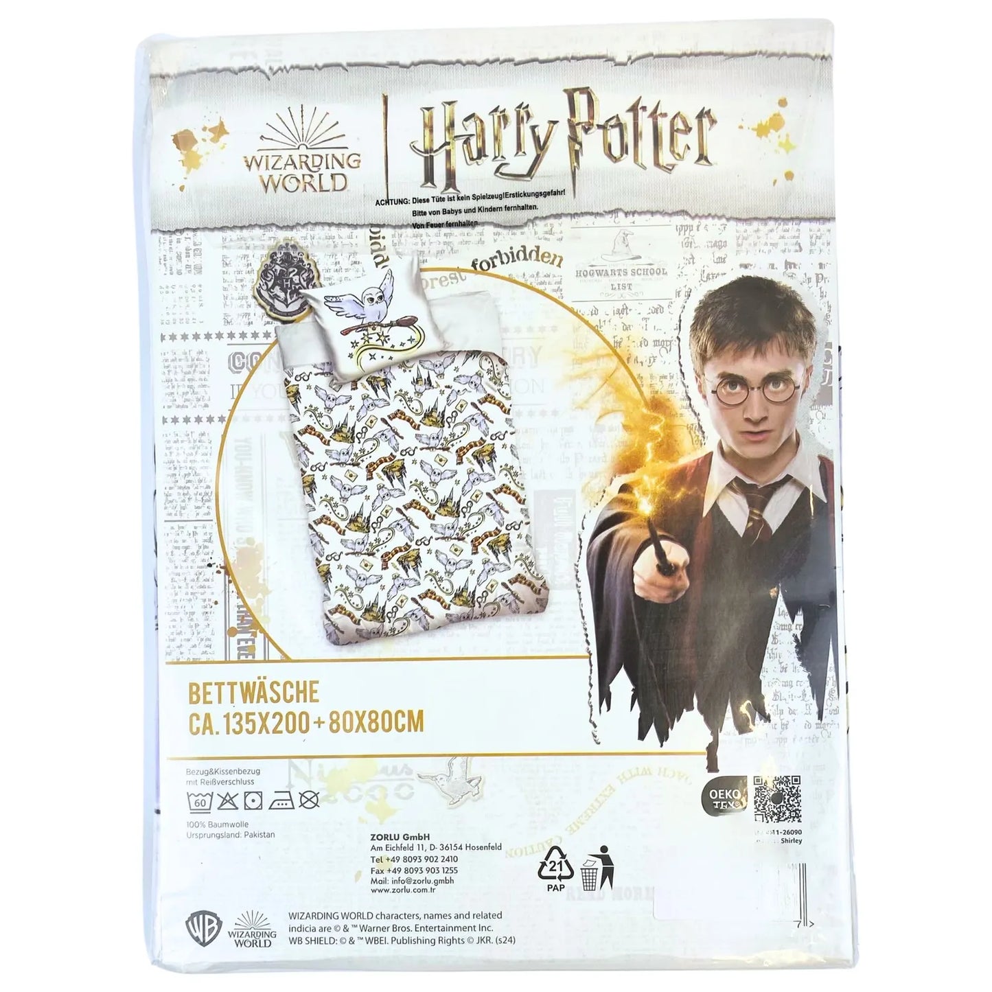 POŚCIEL HARRY POTTER BAWEŁNIANA 135X200 80X80 BAWEŁNA 100%