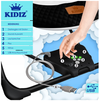 Elektryczny leżaczek bujaczek dla niemowląt – czarno-biały, składany, max. 9 kg