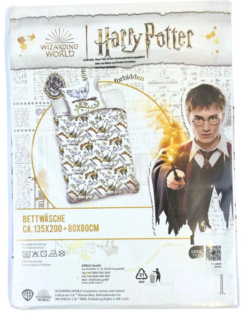POŚCIEL HARRY POTTER BAWEŁNIANA 135X200 80X80 BAWEŁNA 100%