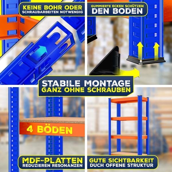 MASKO® 2-częściowy zestaw regałów magazynowych do dużych obciążeń, regał piwniczy, 160 x 90 x 40 cm do 700 kg