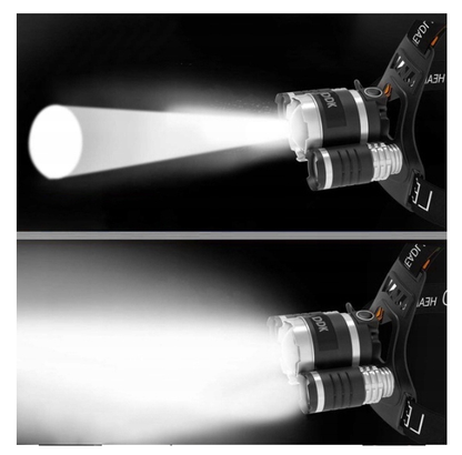 Profesjonalna latarka czołowa 3x LED AKUMULATORKI W ZESTAWIE