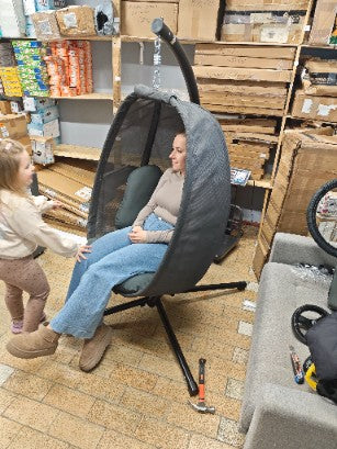 Fotel wiszący wolnostojący antracyt 90 cm 150 kg KESSER