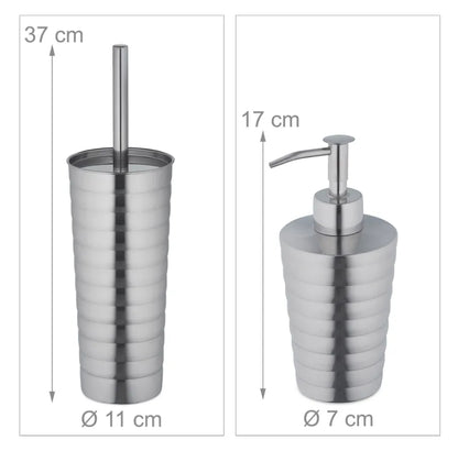 ZESTAW ŁAZIENKOWY 5-ELEMENTOWY SREBRNY BŁYSK STAL NIERDZEWNA